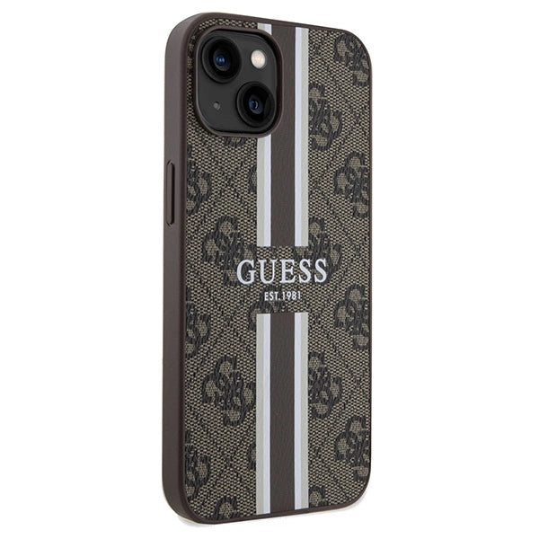 Guess 4G Printed Stripes MagSafe case til iPhone 15/14/13 - brun