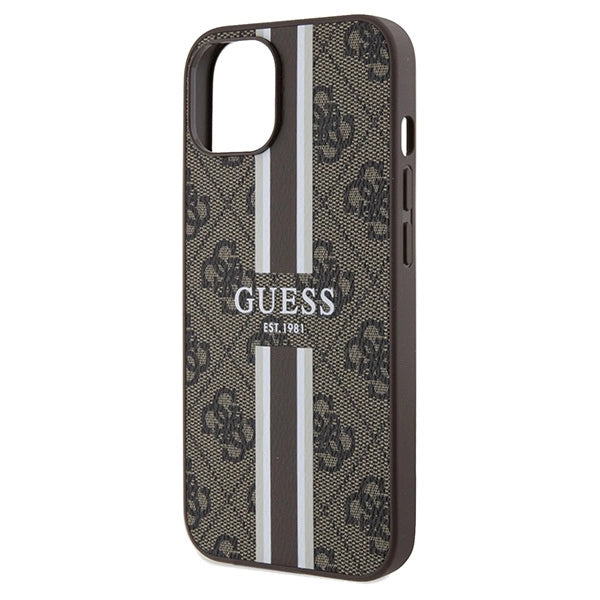 Guess 4G Printed Stripes MagSafe case til iPhone 15/14/13 - brun