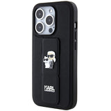 Karl Lagerfeld Gripstand Saffiano Karl&Choupette Pins case for iPhone 13 Pro / 13 - black