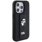 Karl Lagerfeld Gripstand Saffiano Karl&Choupette Pins case for iPhone 13 Pro / 13 - black