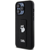 Karl Lagerfeld Gripstand Saffiano Choupette Pins case for iPhone 13 Pro Max - black