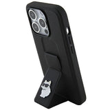 Karl Lagerfeld Gripstand Saffiano Choupette Pins case for iPhone 14 Pro - black