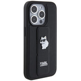 Karl Lagerfeld Gripstand Saffiano Choupette Pins case for iPhone 14 Pro Max - black