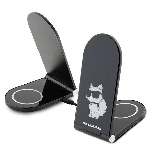 Karl Lagerfeld Choupette MagSafe induktionsoplader 15W, foldable 2in1 - sort