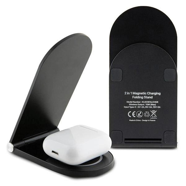 Karl Lagerfeld Choupette MagSafe induktionsoplader 15W, foldable 2in1 - sort