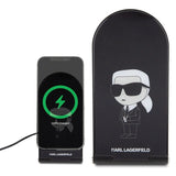 Karl Lagerfeld Ikonik MagSafe 15W induktiv oplader, sammenklappelig 2in1 - sort