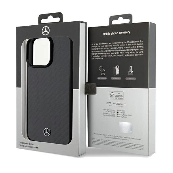 Mercedes Carbon Fiber Dynamic case til iPhone 15 Pro Max - sort