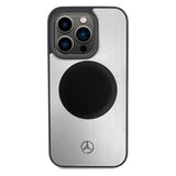 Mercedes læder og Alu MagSafe-foder for iPhone 15 Pro Max - sølv