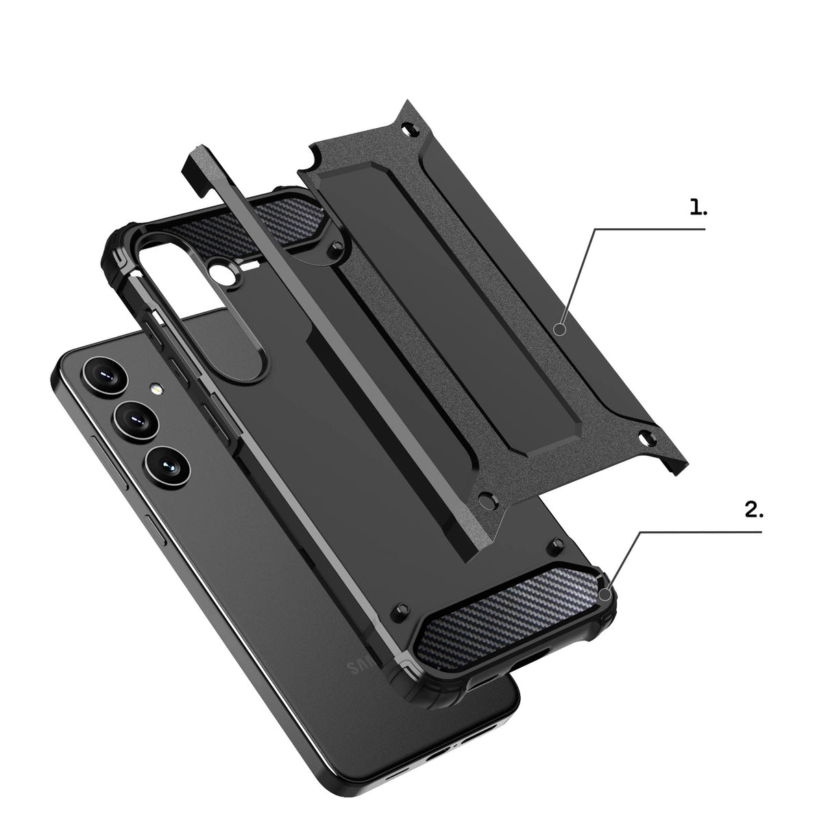 Hybrid Armor case til Samsung Galaxy S24+ - sort
