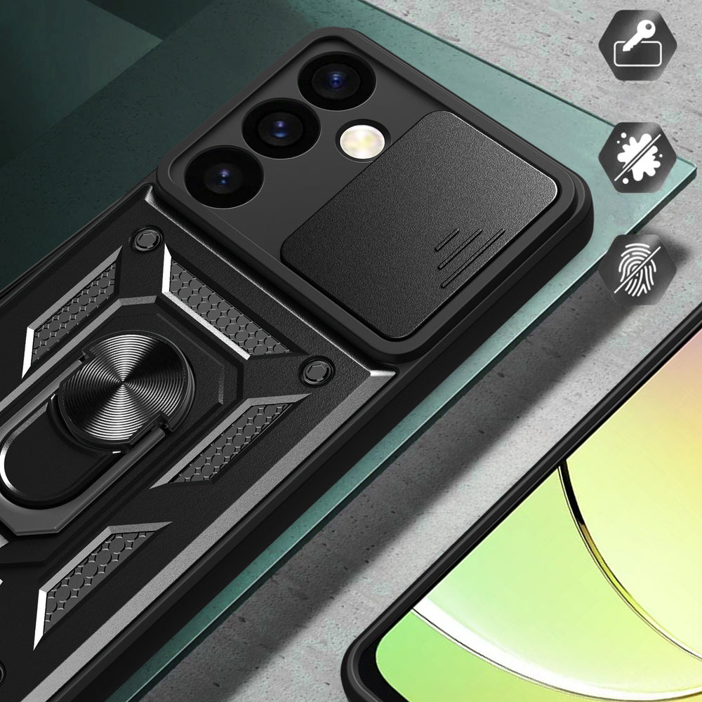 Hybrid Armor Camshield pansret kuffert til Samsung Galaxy S24 med kameraomslag - sort