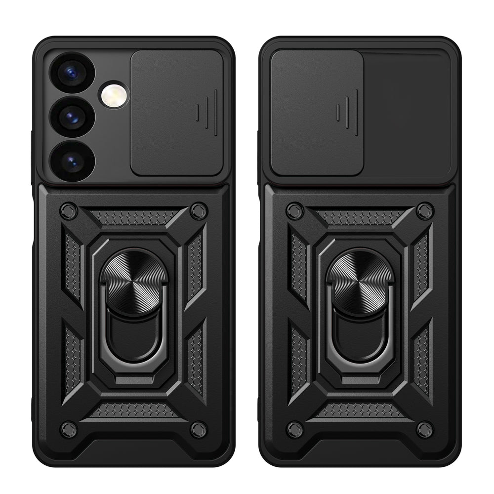 Hybrid Armor Camshield pansret kuffert til Samsung Galaxy S24 med kameraomslag - sort