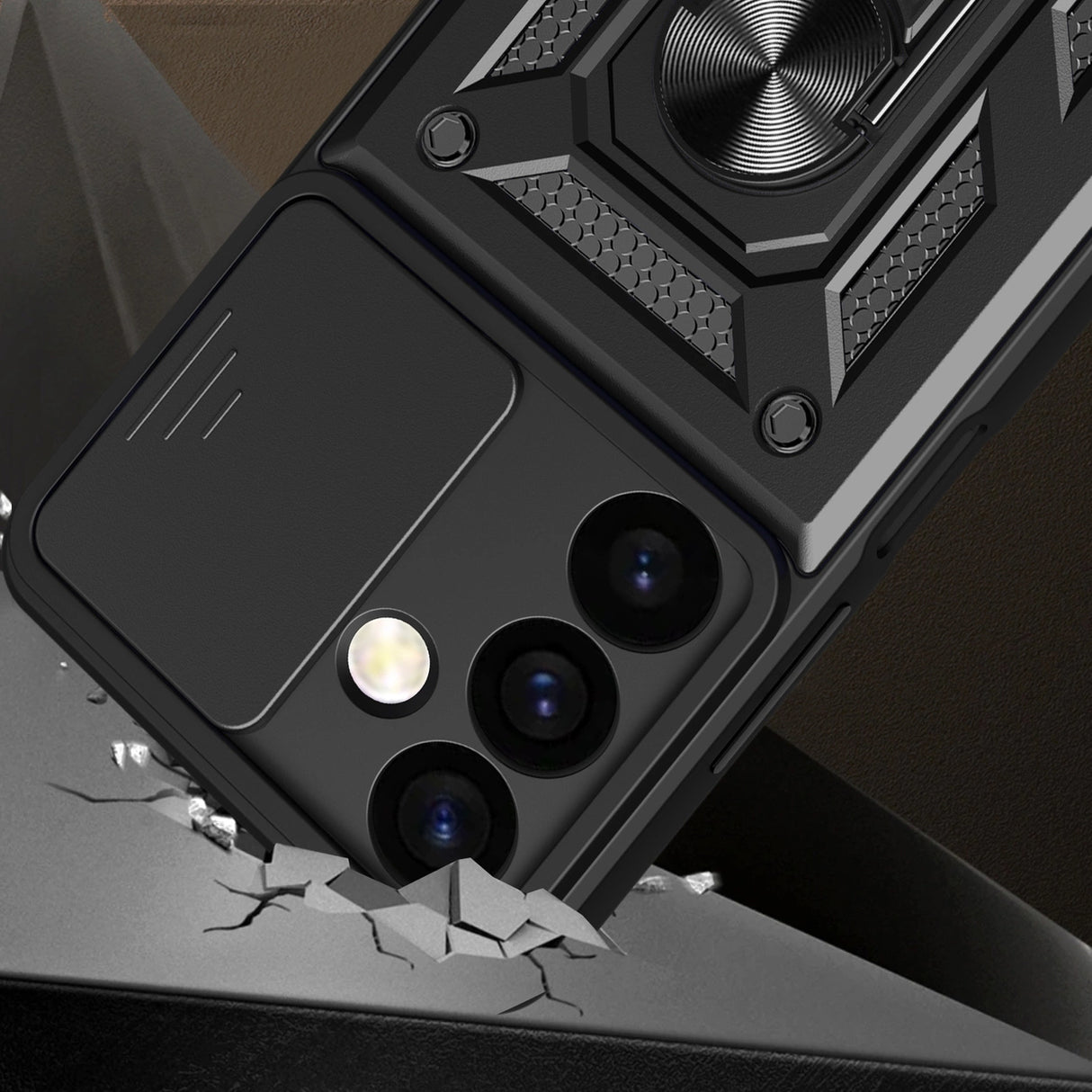 Hybrid Armor Camshield pansret kuffert til Samsung Galaxy S24+ med kameraomslag - sort