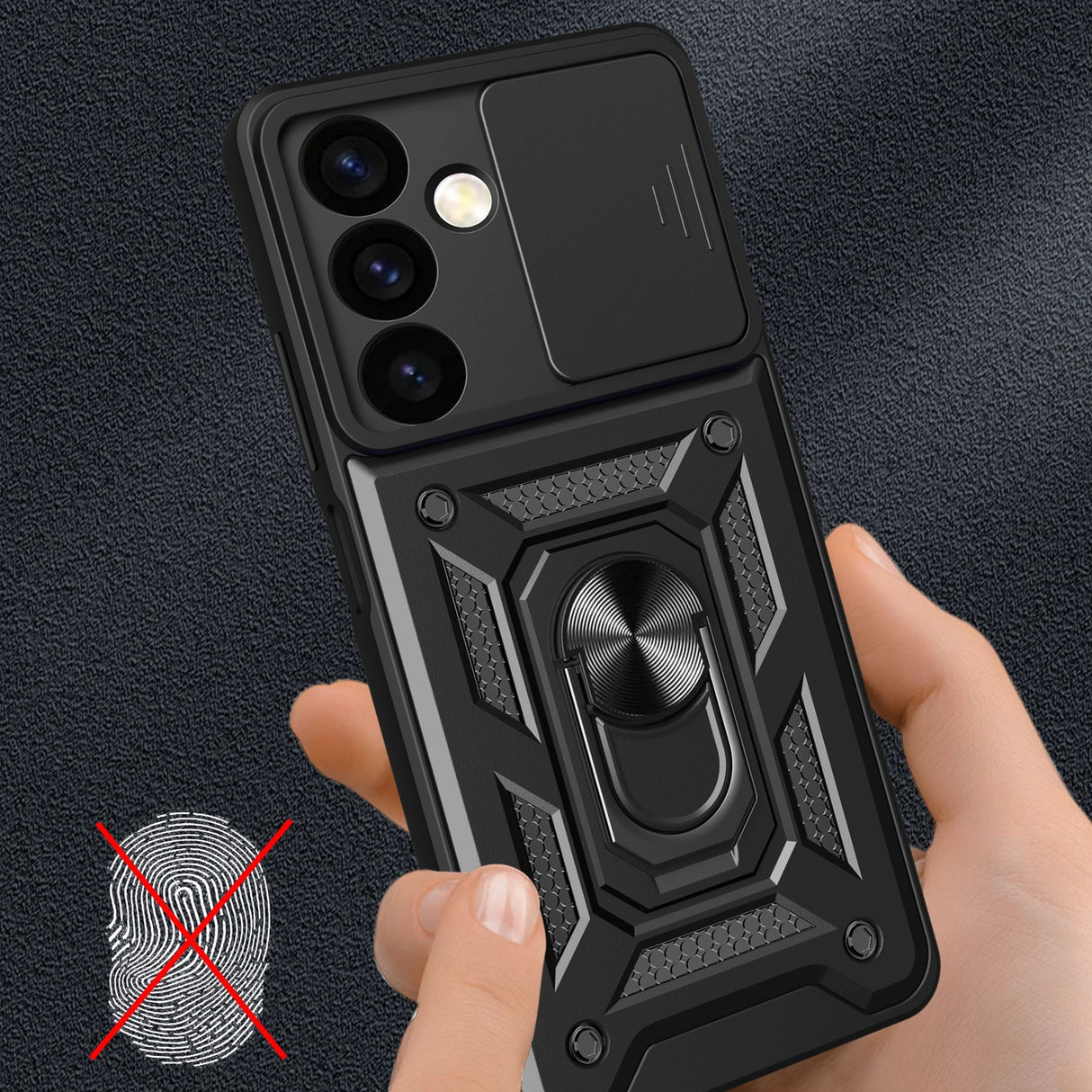 Hybrid Armor Camshield pansret kuffert til Samsung Galaxy S24+ med kameraomslag - sort