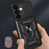 Hybrid Armor Camshield pansret kuffert til Samsung Galaxy S24+ med kameraomslag - sort