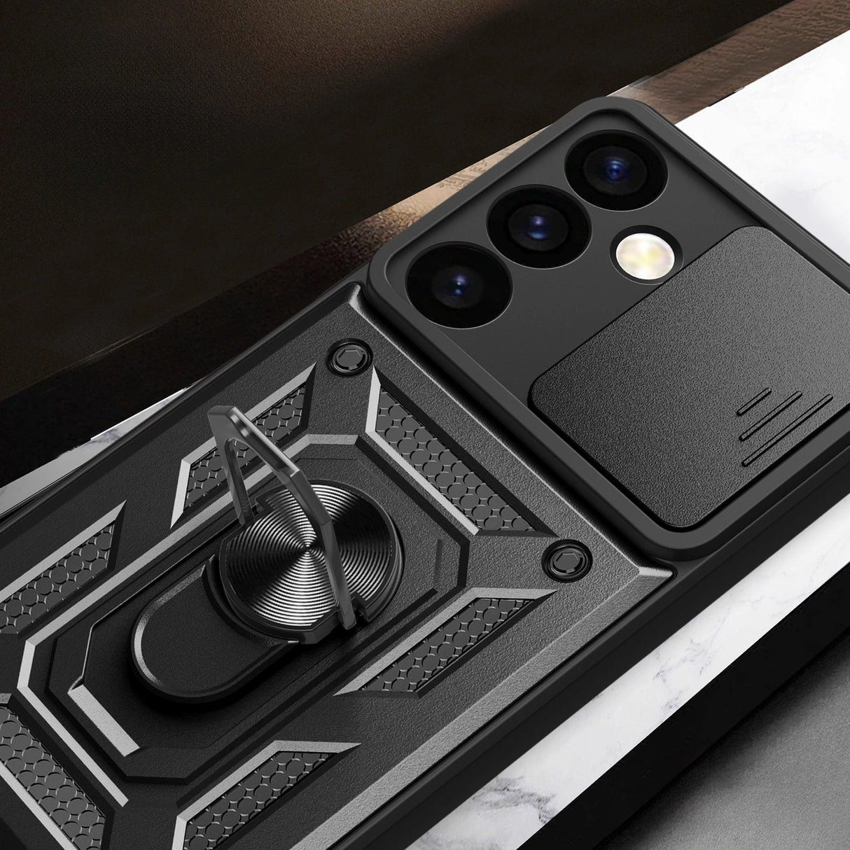 Hybrid Armor Camshield pansret kuffert til Samsung Galaxy S24+ med kameraomslag - sort