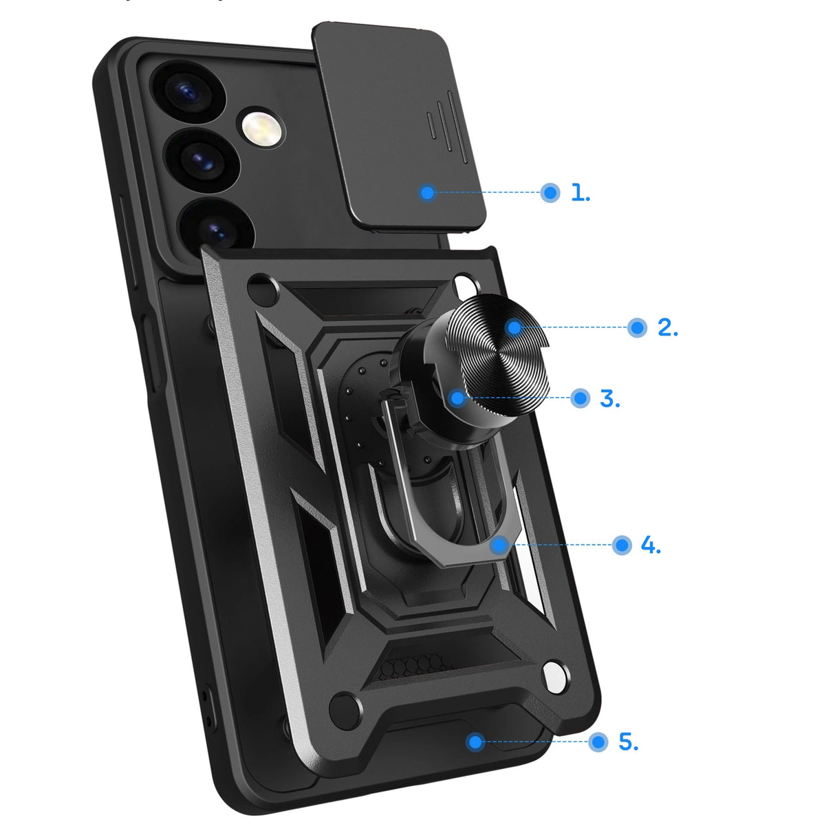 Hybrid Armor Camshield pansret kuffert til Samsung Galaxy S24+ med kameraomslag - sort