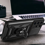 Hybrid Armor Camshield-hylster til Samsung Galaxy S24 Ultra med kameraomslag - sort