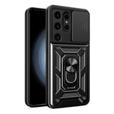 Hybrid Armor Camshield-hylster til Samsung Galaxy S24 Ultra med kameraomslag - sort