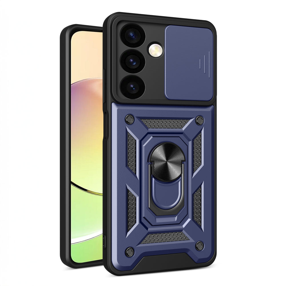 Hybrid Armor Camshield pansret kuffert til Samsung Galaxy A15 med kameraomslag - blå