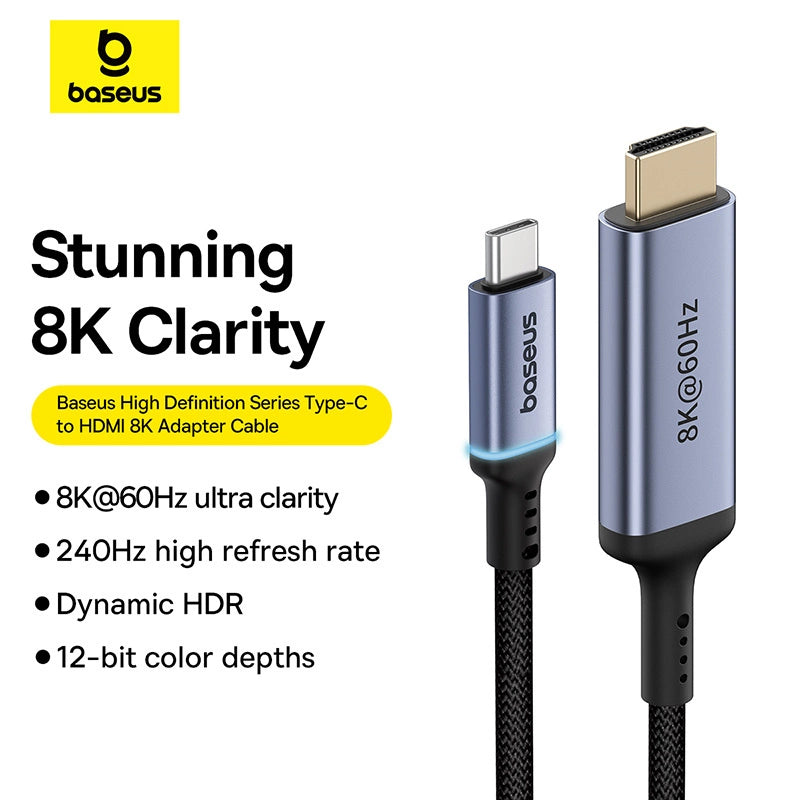 Baseus BS-OH064 8K 60Hz USB-C - HDMI-kabel 1,5 m - sort