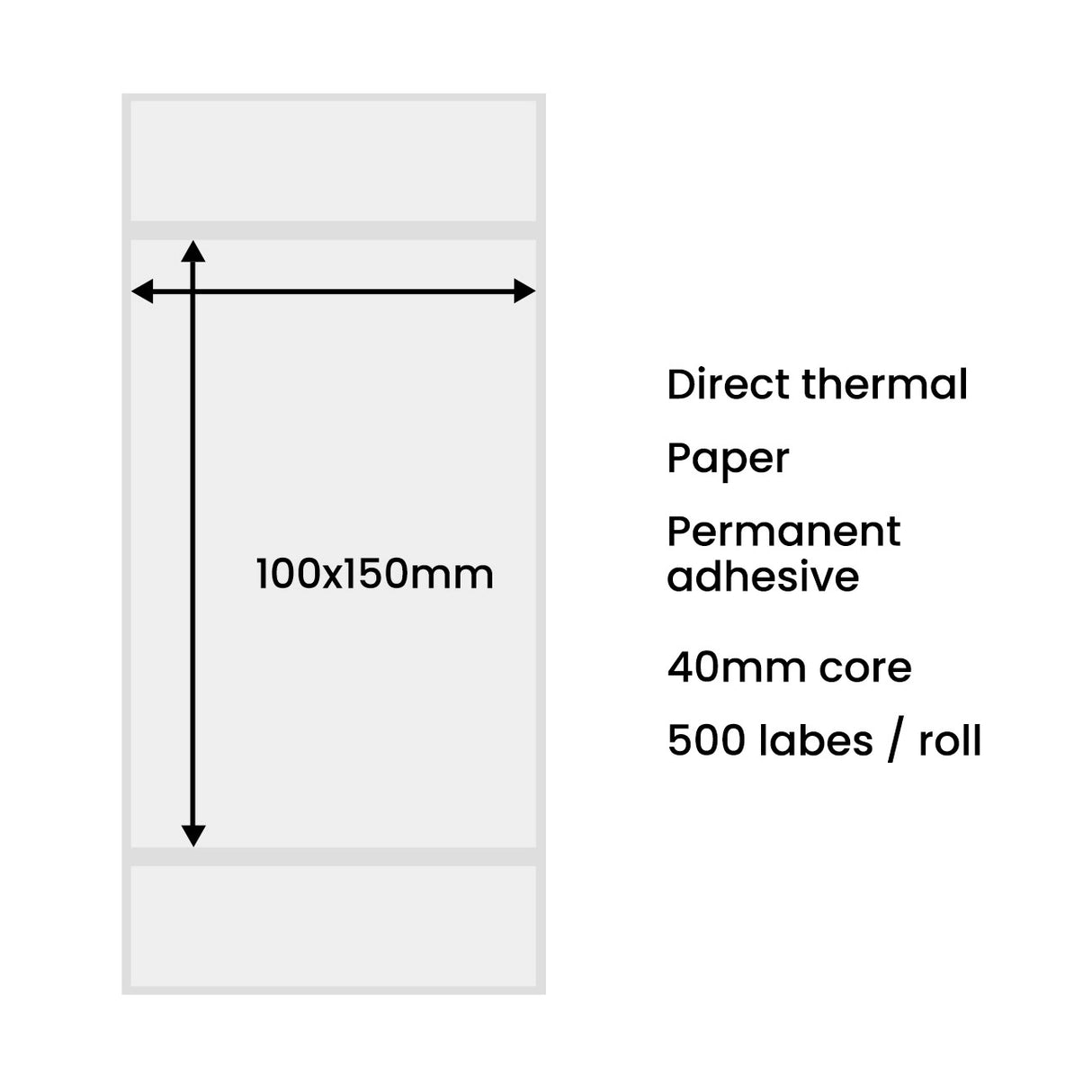 Termiske etiketter 100x150 mm (500 stykker) - hvid