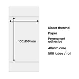 Termiske etiketter 100x150 mm (500 stykker) - hvid