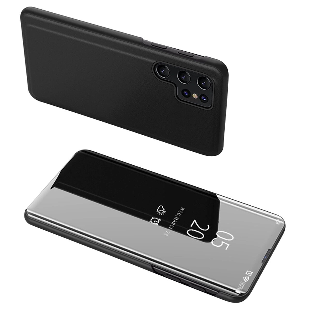 Clear View Case til Samsung A05s med flap - sort