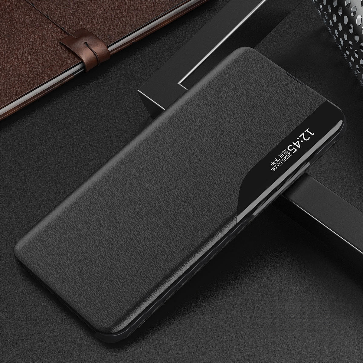 Eco læder View Case til Samsung S24+ med flap - sort