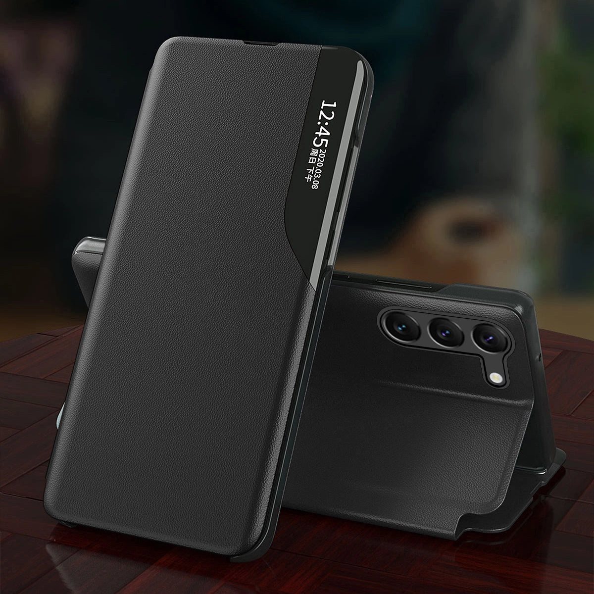 Eco læder View Case til Samsung S24+ med flap - sort