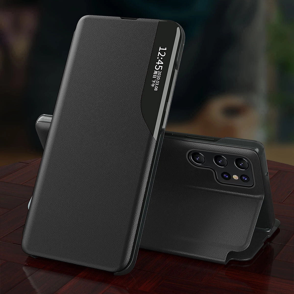 Eco læder View Case til Samsung S24 Ultra med flap - sort