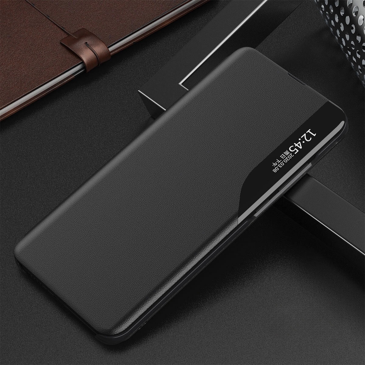 Eco læder View Case til Xiaomi POCO C65 / Redmi 13C med flap - sort