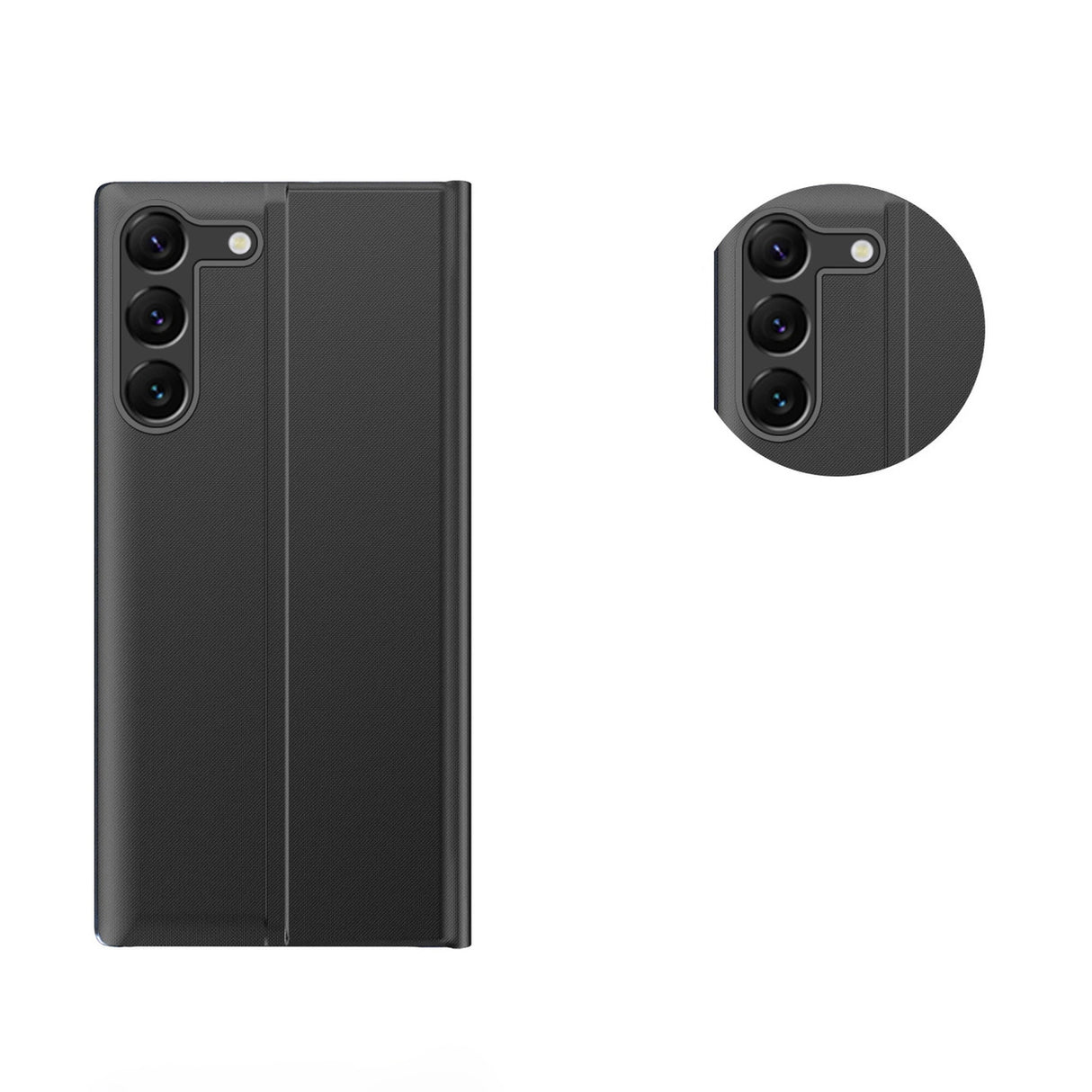 Ny Sleep View Case til Samsung S24+ med flap - sort