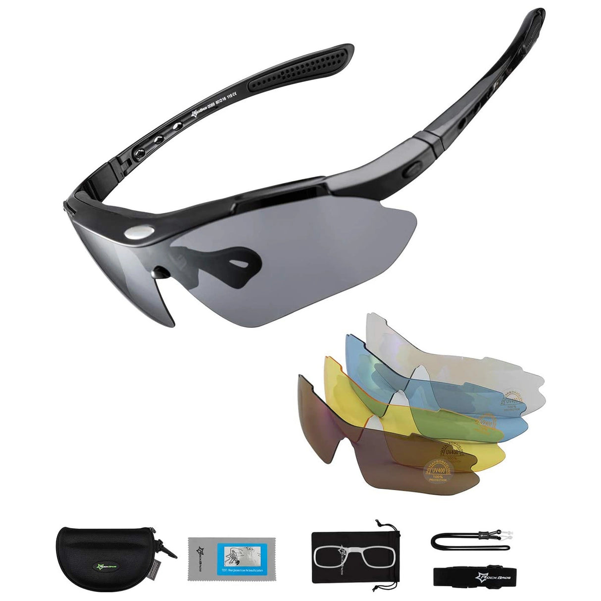 Rockbros 10003 polariserede cykelbriller - sort
