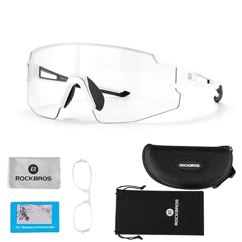 Rockbros 10172 fotokromiske UV400 cykelbriller - hvide