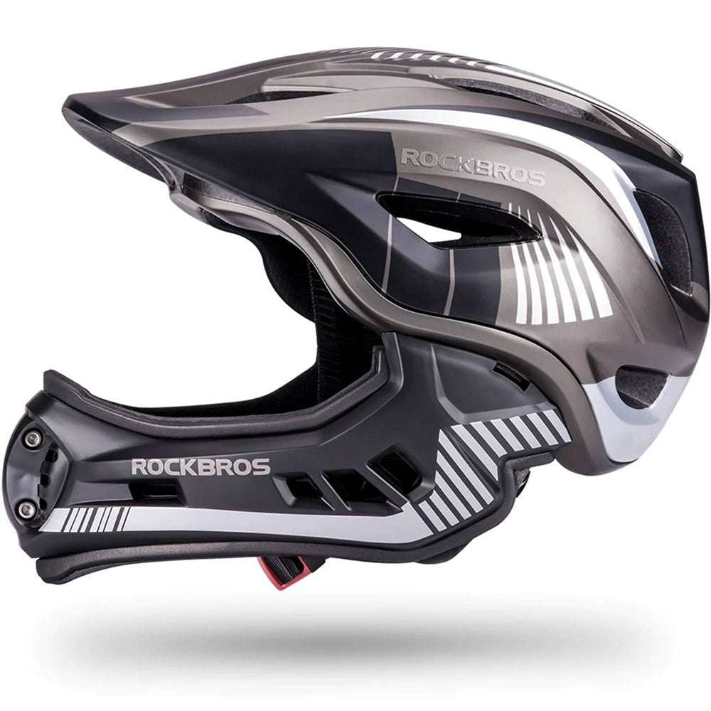 Rockbros TT-32SBTG-S children's bicycle helmet with removable chinbar, size S - gray