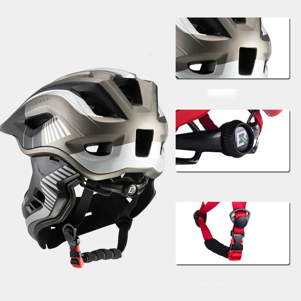 Rockbros TT-32SBTG-S children's bicycle helmet with removable chinbar, size S - gray