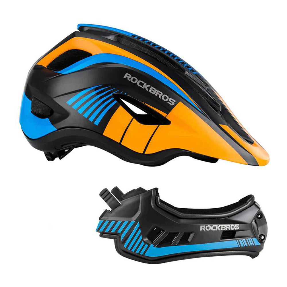 Rockbros TT-32SOBL-S Children's Bike Helmet with Detachable Chin Size S - Black and Orange