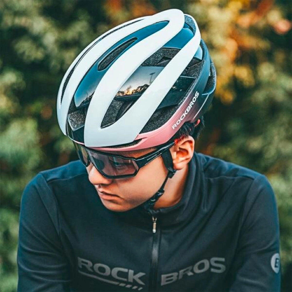 Rockbros cykelhjelm 10110004007 størrelse L - blå og lyserød