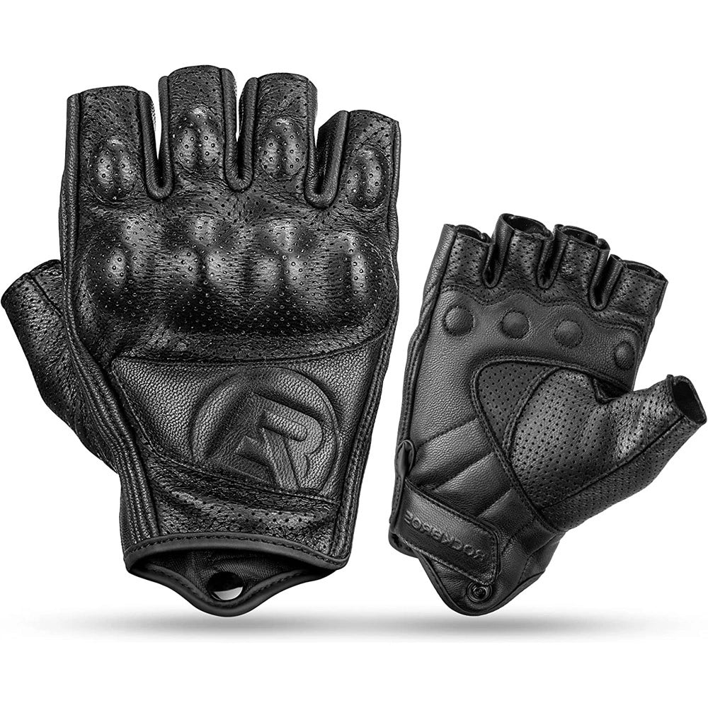 Rockbros 16220006004 XL læderhandsker til motorcykler - sort