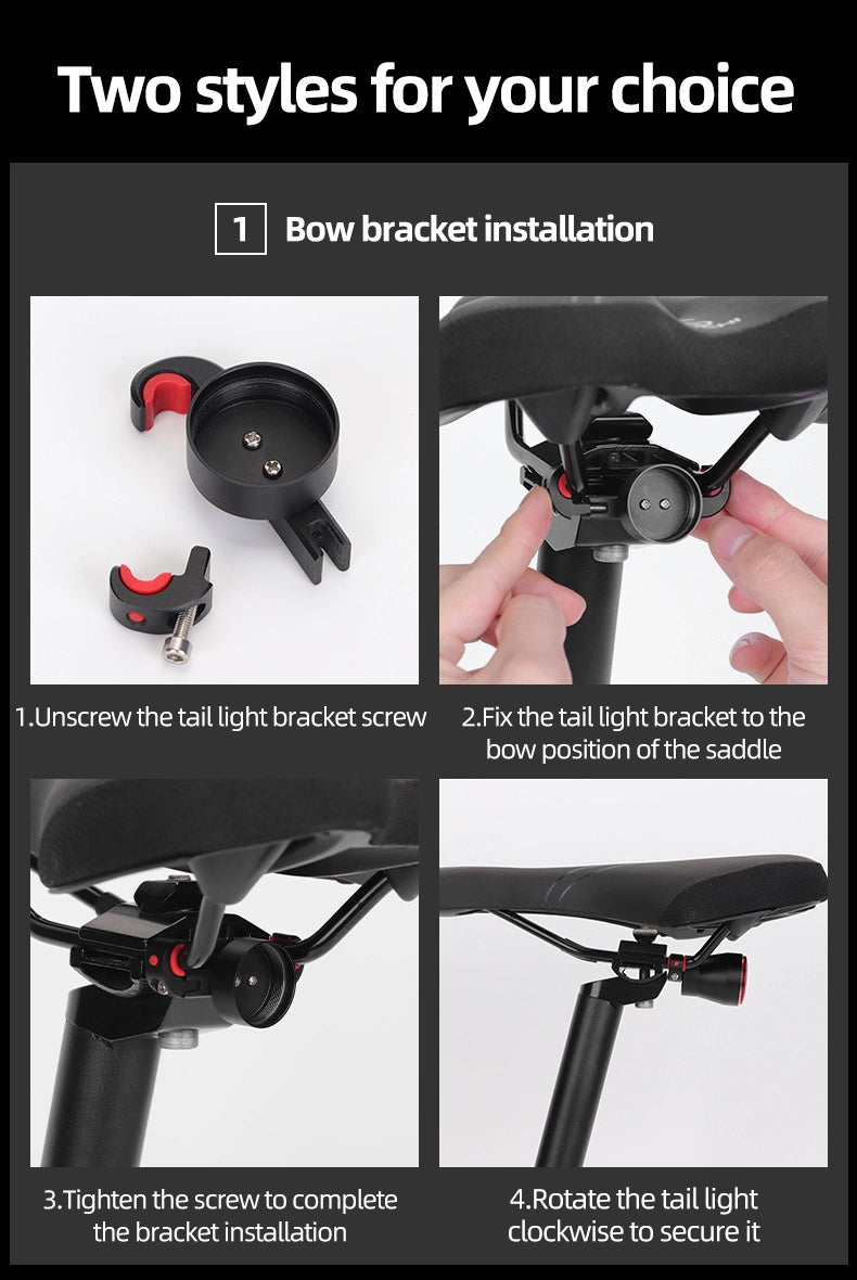 Rockbros Q5 baglys med intelligent stopsystem - sort