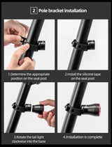 Rockbros Q5 baglys med intelligent stopsystem - sort