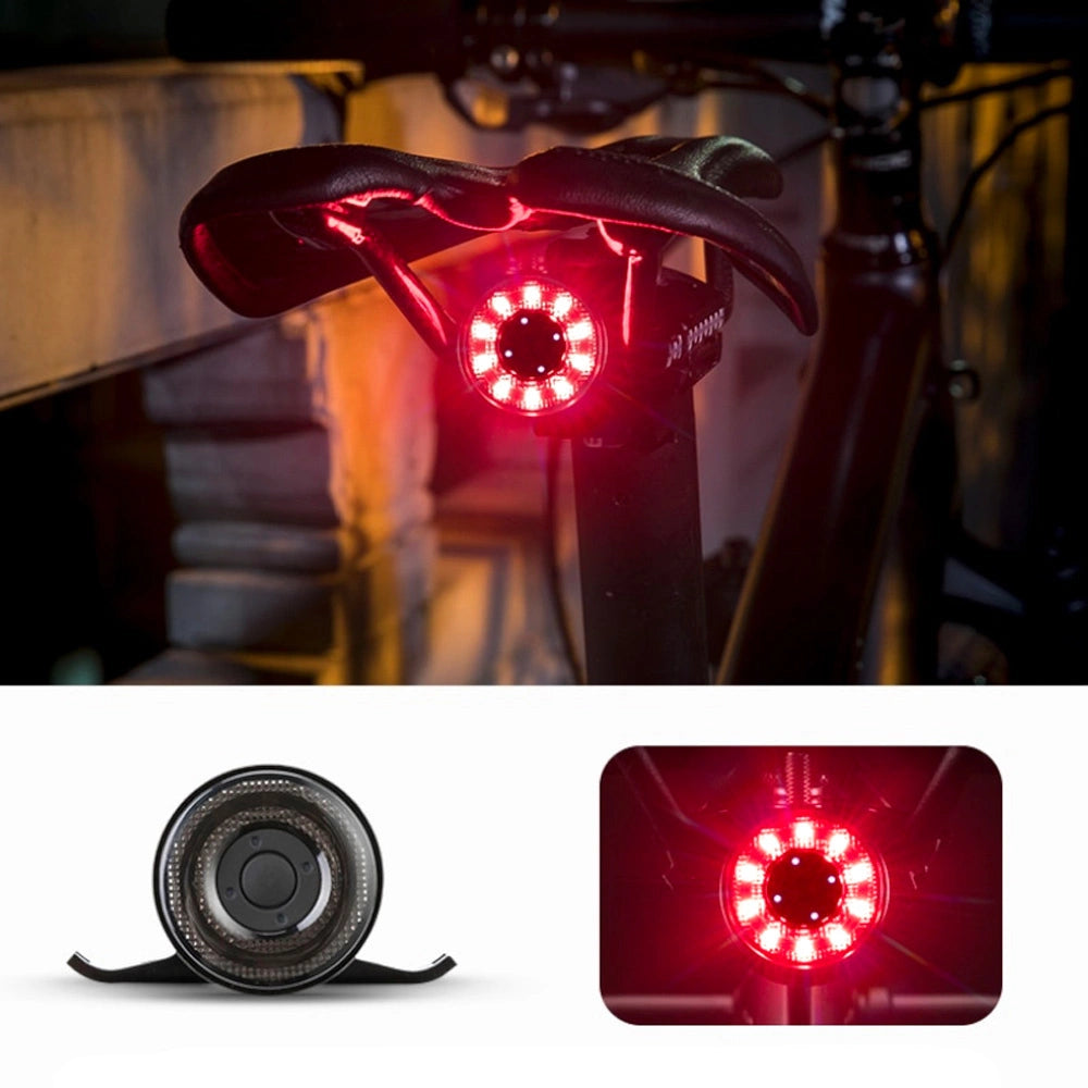 Rockbros Q1 baghjulslys 7 Farve LED + USB-C - USB-A-kabel - sort
