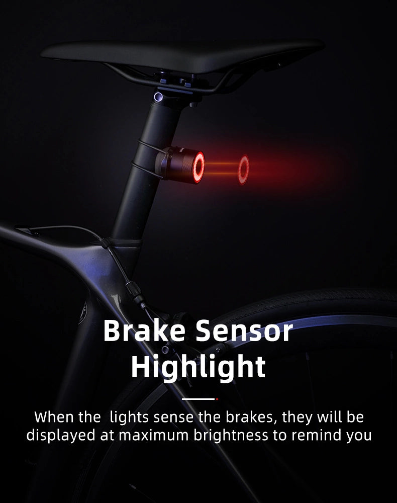 Rockbros Q3 baglys med smart stop system - sort