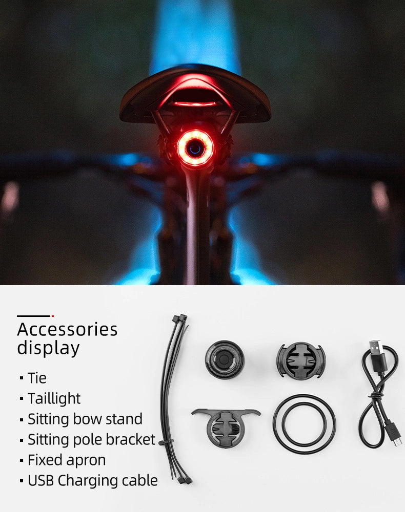 Rockbros Q3 baglys med smart stop system - sort