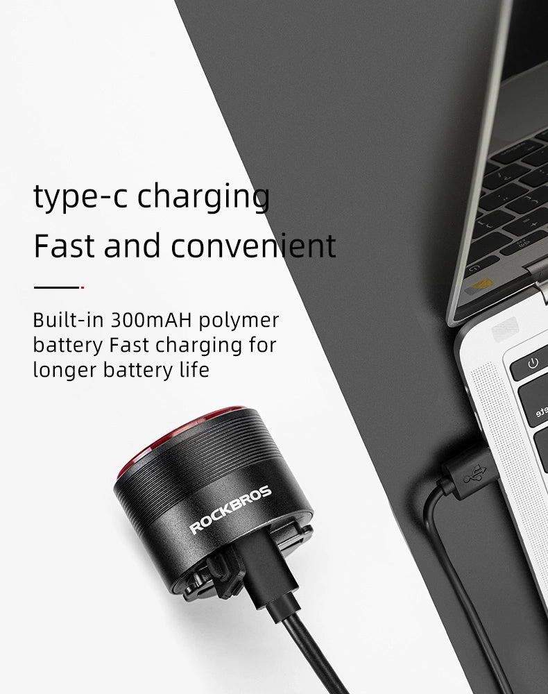Rockbros Q3 baglys med smart stop system - sort