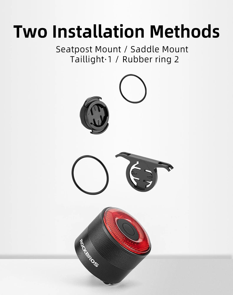 Rockbros Q3 baglys med smart stop system - sort