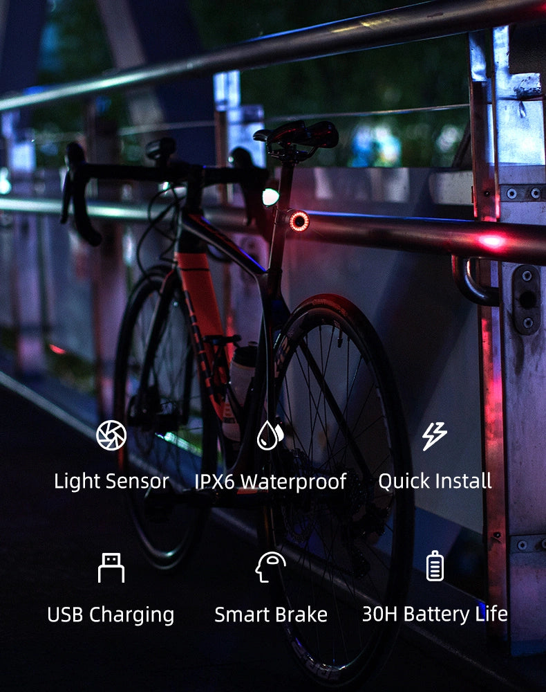Rockbros Q3 baglys med smart stop system - sort
