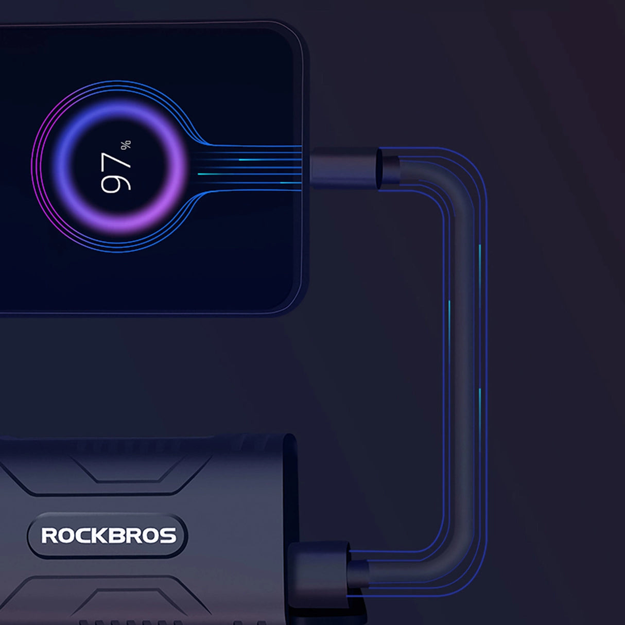 Rockbros 24310002001 cykel lys 850 lm med powerbank funktion + USB-C - USB-A kabel - sort