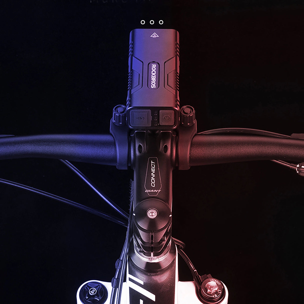 Rockbros 24310002001 cykel lys 850 lm med powerbank funktion + USB-C - USB-A kabel - sort
