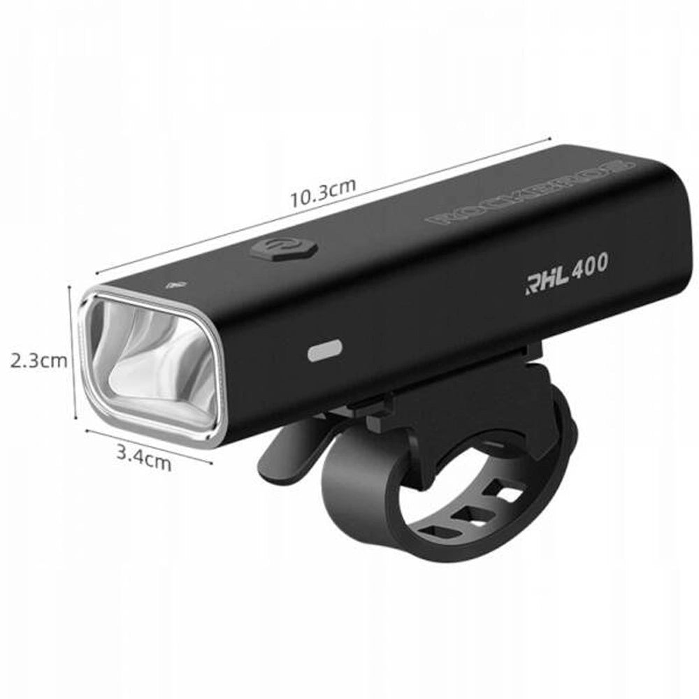 Rockbros 24310006001 forhjulslys 400 lm + micro USB-kabel - USB-A - sort